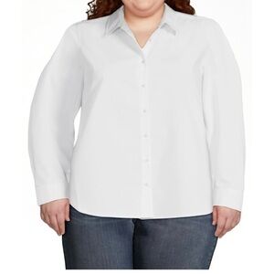 Time and Tru Women’s Size XXXL White Career Casual blouse Stretch shirt NWT